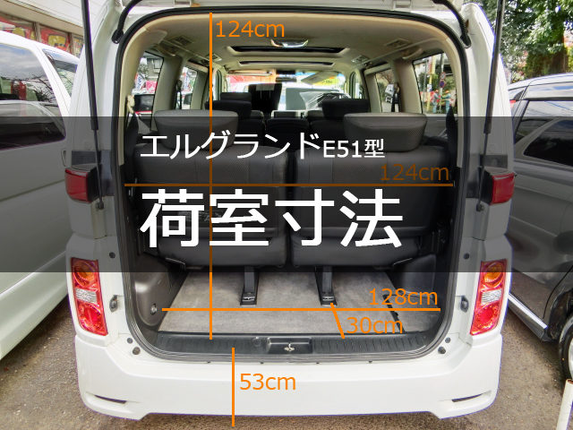 図解あり エルグランド E51型 の荷室寸法 埼玉にある中古車屋のプロが教えるミニバン選択基準